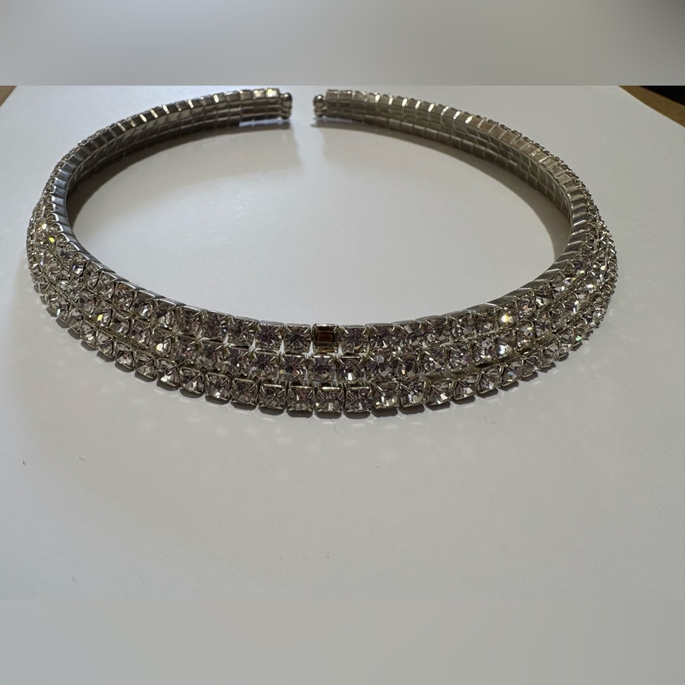 Silver Choker Statement Necklace Missing Gem - image 3